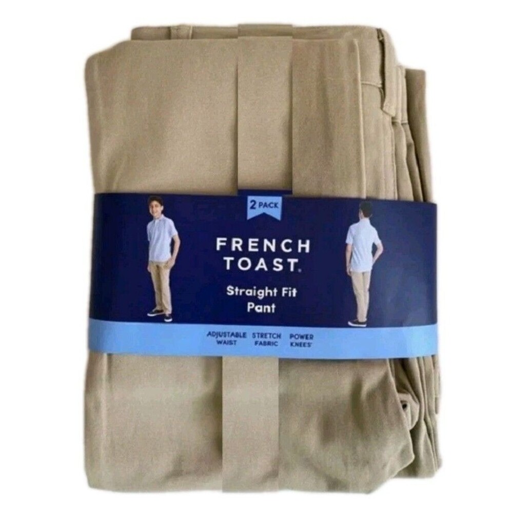 French Toast Boys Uniform Straight Fit Adjustable Waist Pants 2 pack KHAKI 10